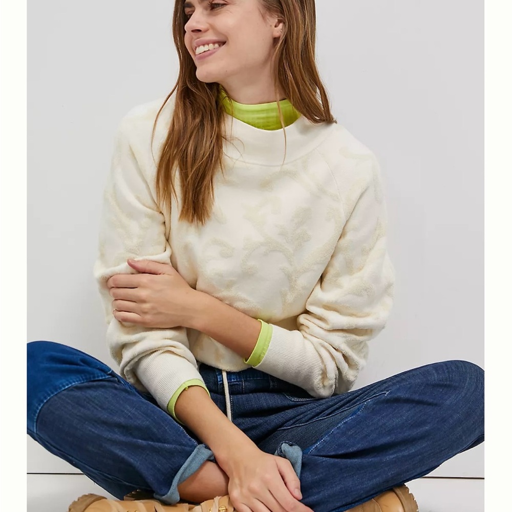 Anthropologie Cream Crew Neck Sweater